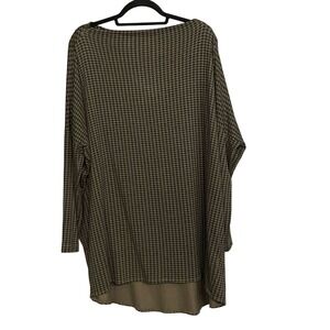 Bryn Walker Houndstooth Oversized Boat Neck Long Sleeve Tunic Top Women Medium
